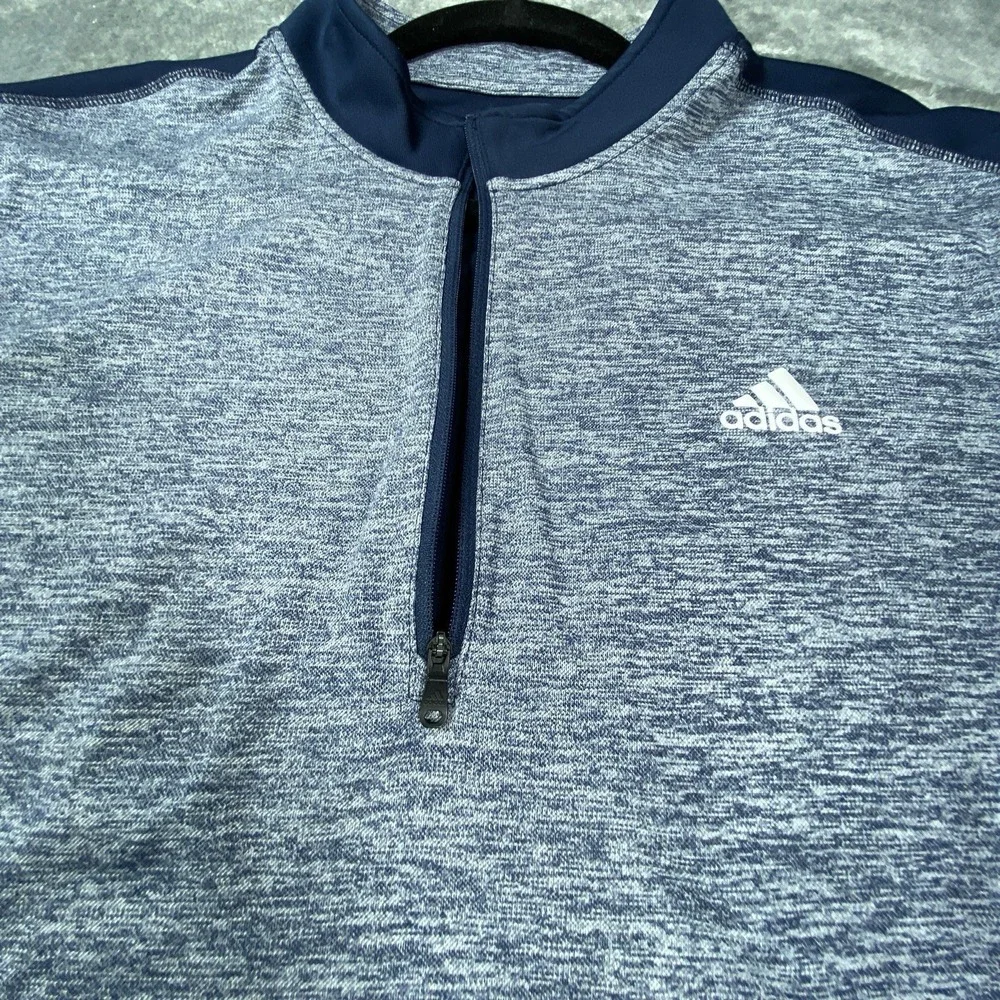 Adidas Golf Polo Shirt Mens Large Gray Long Sleeve Performance Three Stripes Gym